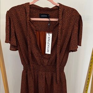 317 MINKPINK Wild Cat Women's Rust Brown Mini Dress NWT M